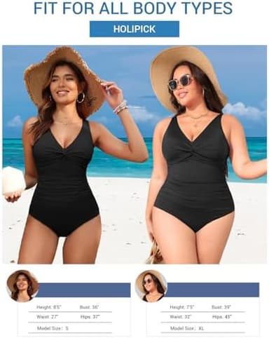 Holipick Women Tummy Control One Piece Swimsuit - Push Up Bathing Suit Full Coverage Slimming Swimwear - Image 7