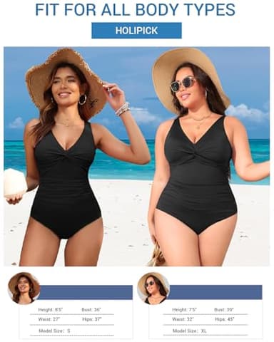 Holipick Black Women Tummy Control One Piece Swimsuit - Push Up Bathing Suit Full Coverage Slimming Swimwear S - Image 5