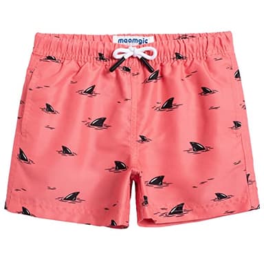 maamgic Boys Swim Trunks Toddler Swim Shorts Little Boys Bathing Suit Swimsuit Toddler Boy Swimwear,Pink Black Whale,8 T - Image 1