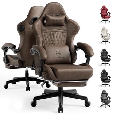 GTPLAYER ACE-PRO Music Gaming Chairs – Built-in Speakers, App Support & Bluetooth Control, Footrest & Pocket, Gamer Chair for Adults, Light Brown - Image 1