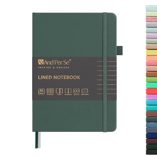 &And Per Se Lined Journal Notebook, 160 Pages, A5 5.7 x 8 inches College Ruled Thick Paper Notebook Journals for Writing, Hardcover Notebooks for Women Men Office School (1 Pack, Green) - Image 1