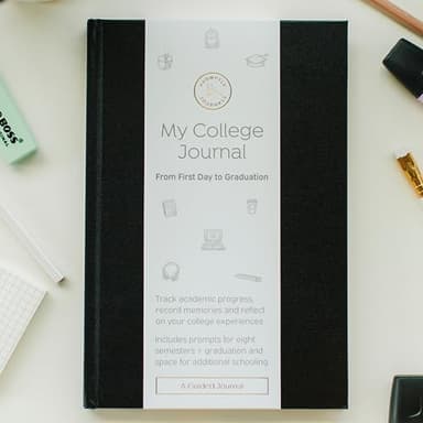 Promptly Journals, My College Journal: From First Day to Graduation (Onyx, Black, Leatherette) | College Journal with Prompts | Journal for College Students - Image 3