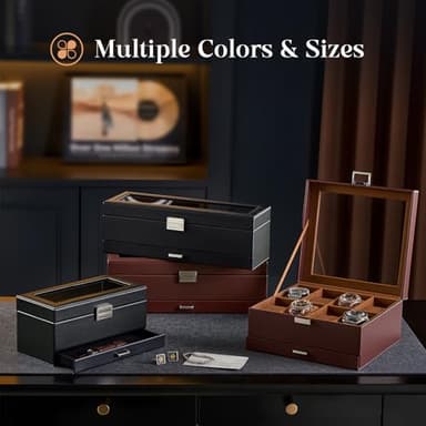 ProCase Watch Case, 8 Slot Mens Watch Box Holder Organizer with Glass Lid, 2-Layer Watches Display Case, Mens Jewelry Box with Drawer, Birthday Christmas Gifts for Men Women -8 Slot, Espresso - Image 6