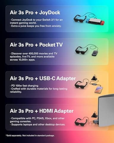 RayNeo Air 3s Pro AR/XR Glasses - 201'' 1200 Nits 120Hz HueView 2.0 Video Display Glasses, Smart Gaming Glasses for iPhone 16,15/Android/Mac/Switch 2/PS5/SteamDeck - Next-Gen Personal Theater - Image 10