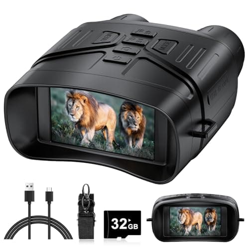 Night Vision Goggles - 4K Night Vision Binoculars with 5000mAh Rechargeable Battery, 32GB TF Card can Save Photo and Video, 3'' HD Screen for Camping & Security, Black - Image 1