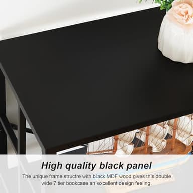 HOMISSUE Bookshelf, Industrial Double Wide 7-Tier Bookshelves, 84" Tall Bookcase with Open Shelves, Heavy Duty Bookcases with Storage for Living Room Home Office, Black - Image 6