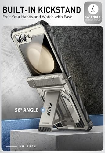 i-Blason for Samsung Galaxy Z Flip 7 FE Case, Z Flip6 Case with Stand, [Built-in Screen Protector] [Hinge Protection] [Belt-Clip], Military Phone Case for Samsung Z Flip 7 FE/6/5, Armorbox, Tigray - Image 4