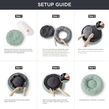 Bedsure Dog Bed for Medium Dogs - Donut Pet Bed for Puppy Kitten with Anti Slip Bottom, Round Sherpa Dog Beds with Washable Removable Cover, Cream, 30x30x8 inches - Image 5