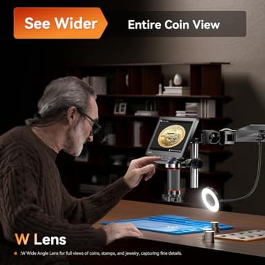 Elikliv EM3K-3D Max 3D Digital Microscope with Magnetic Dual Lens, 3K HDMI, 10.1" Flex Arm, Coin & Electronics Repair Microscope with Ring Light, 64GB Card Included - Image 4