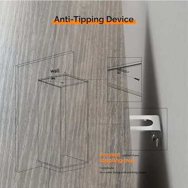 VINGLI 3 Drawer File Cabinet with Lock, Home Office Filing Organizer, for Letter Size File Folder Storage, Wood Tall Vertical Filing Cabinet, Printer Stand, Archivador (Rustic Gray) - Image 8