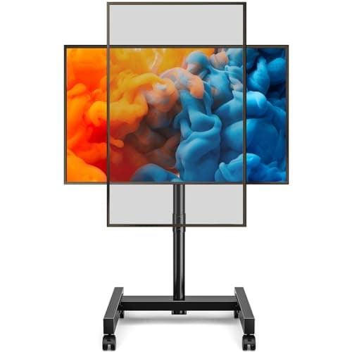 YOMT Mobile TV Cart Rolling TV Stand for 13-50 inch Screens, Tilting and Rotating Mount, Portrait to Landscape, Height Adjustable Portable TV Stand with Wheels Holds up to 44lbs Max VESA 200x200mm - Image 1