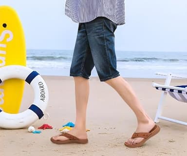 KuaiLu Mens Leather Sport Flip Flops Comfort Orthotic Thong Sandals with Plantar Fasciitis Arch Support for Outdoor Summer - Image 4