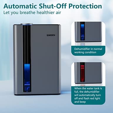SIMSEN 95oz Dehumidifiers for Home, 800 sq ft Dehumidifier Reusable Filter, Small Dehumidifier with Drain Hose, Dehumidifiers for Bedroom Bathroom Basements Closet RV - Image 6