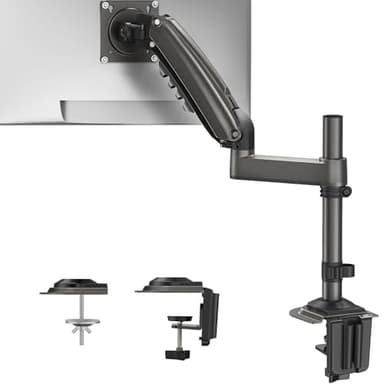 HUANUO Single Monitor Arm, Adjustable Desk Mount for 13-34 inch Screens, Holds 19.8lb, 22.44 inch Max Height, Full Motion Swivel Monitor Stand with VESA 75x75mm and 100x100mm Compatibility - Image 1
