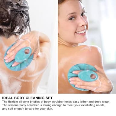 INNERNEED Soft Silicone Body Cleansing Brush Shower Scrubber, Gentle Exfoliating and Massage for All Kinds of Skin (Dark Green) - Image 3