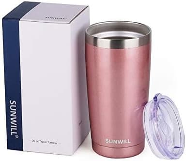 SUNWILL Travel Coffee Tumbler 20 oz, Insulated Mug with Lid, Stainless Steel Cup for Hot and Cold Drinks, Rose Gold - Image 5