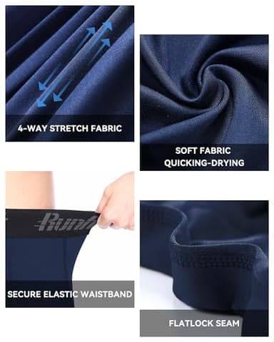 Runhit 3 Pack Boys Compression Leggings,Athletic Tights Basketball Compression Pants,Youth Boys Base Layer Pants Sports Legging Black+White+Navy Blue S - Image 3