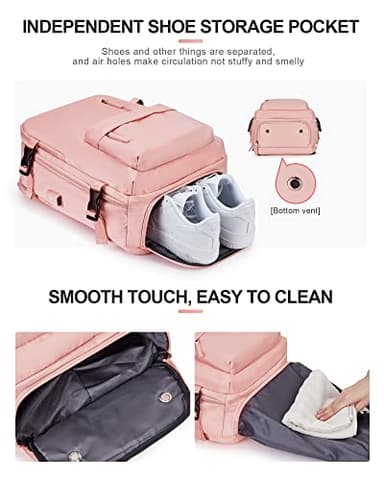 VGCUB Large Travel Backpack Bag for Women Men,Carry on Backpack,17 Inch Laptop Business Work Waterproof Backpack with Laptop Compartment,Person Item Flight Approved,Mochila de Viaje,Pink - Image 8
