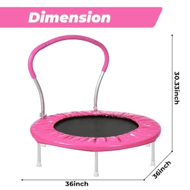 Roinoim 36 Inch Mini Trampoline for Kids with Handle, Indoor Round Toddler Trampoline, Pink - Image 3