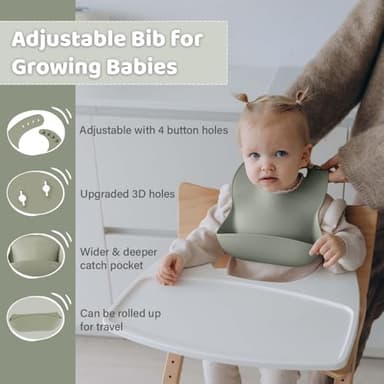 Dahzii 6-Piece Silicone Baby Feeding Set Non-Slip Suction Plate, Bowl, Spoon, Fork, Cup, Bib. BPA-Free, Dishwasher & Microwave Safe for Babies & Toddlers - Image 2