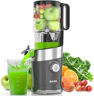 Aeitto Cold Press Juicer with 4.9" Large Feed Chute, Fits Whole Vegetables and Fruits, Professional Juice Maker,Grey - Image 3