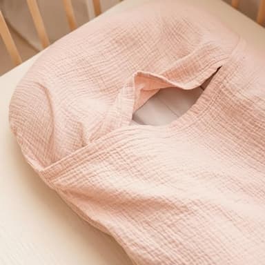 Konssy Muslin Baby Lounger Cover 1 Pack, 100% Cotton Newborn Lounger Sheets, Soft and Breathable Baby Nest Slipcover, Cover Only (Pink) - Image 6