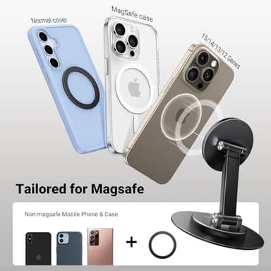 UGREEN Magnetic Phone Stand for MagSafe, Height Adjustable iPhone Stand for Desk with 360° Rotation Compatible for iPhone 17 Air 16 Pro 15 Pro Max 14 Plus 13 12 and MagSafe Case, Black - Image 6