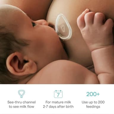 Munchkin® Flow Nipple Shield + with See-Thru Channel to Watch Milk Flow - Nurse Confidently and Meet Your Breastfeeding Goals, Silicone - 24mm - Image 2
