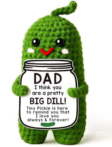 MAMAGIFTREE Christmas Dad Gifts from Daughter or Son, Birthday Gifts for Dad - I Love Best Dad Ever Gifts Thank You Daddy Gift Funny Handmade Crochet Pickle Plush Fathers Day Gifts - Image 1