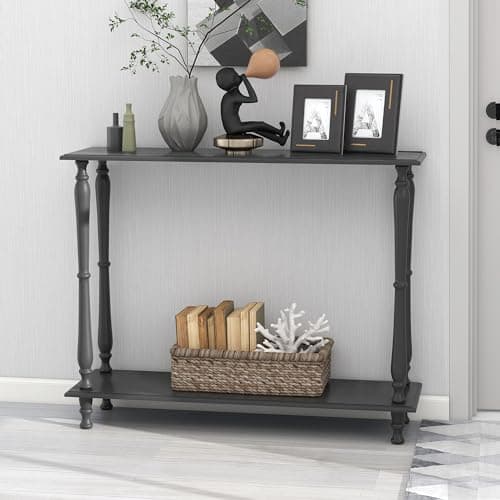 TaoHFE 32 Inch Narrow Black Console Tables for Entryway Table Couch Table Behind Sofa Skinny Hallway Table Vintage Wooden Black Side Table for Entrance Living Room Corridor Front Door - Image 1