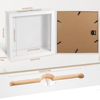 Shadow Box for Adventure Memory 12x12, 1.2in Deep Capacity Keepsakes Box Frame with Top Loading Slot for Travel Home Office Decor Keepsakes, White - Image 3