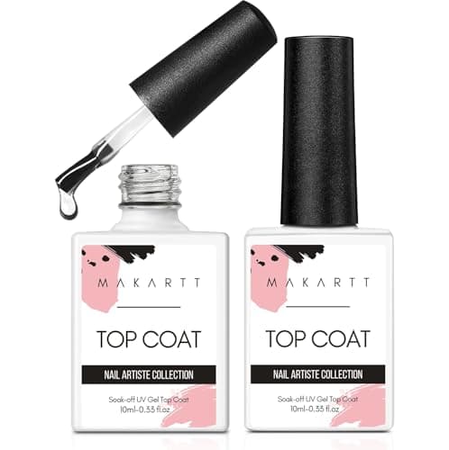 Makartt Gel Top Coat - 2 PCS No Wipe Top Coat Gel Nail Polish High Glossy Shine Finish Long Lasting, 10ML Clear Soak Off UV Nail Lamp, Salon Quality Art Design for Home Use Beauty Gift - Image 1