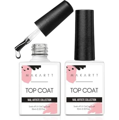 Makartt Gel Top Coat - 2 PCS No Wipe Top Coat Gel Nail Polish High Glossy Shine Finish Long Lasting, 10ML Clear Soak Off UV Nail Lamp, Salon Quality Art Design for Home Use Beauty Gift - Image 1