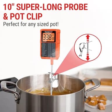 ThermoPro TP510 Waterproof Digital Candy Thermometer with Pot Clip, 10" Long Probe Instant Read Food Cooking Meat Thermometer for Grilling Smoker BBQ Deep Fry Oil Thermometer - Image 2