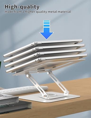 ALASHI Laptop Stand for Desk with 360° Rotating Base, Multi-Angle Adjustable Laptop Stands, Foldable Laptop Riser Compatible with 10 to 15.6 Inches PC Computer, White - Image 6