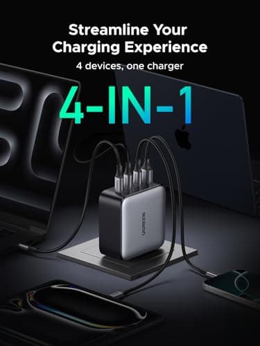 UGREEN Nexode 200W USB C Charger Block, 4-Port GaN Type C Charger Fast Charging, Compact Power Adapter Foldable Compatible for MacBook Pro/Air, HP 14, Dell XPS, iPad, iPhone 16 - Image 5
