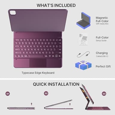 typecase Keyboard Case for iPad Air 13(M3 2025 / M2 2024) and iPad Pro 12.9 (6th, 5th, 4th, 3rd Gen),Magic Keyboard, Magnetic Keyboard Case with Multi-Touch Trackpad, 11 Colors Backlight,Raspberry - Image 8