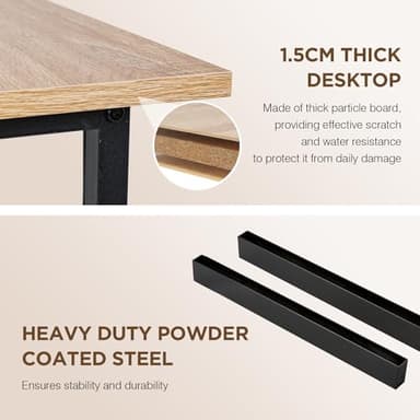 PayLessHere | 47 Inch Computer Desk | Nature | Office Desk with Metal Frame, Adjustable Feet | Water-Resistant, Scratchproof Surface | Sturdy Writing Table for Home Office or Study | Pack of 1 - Image 4