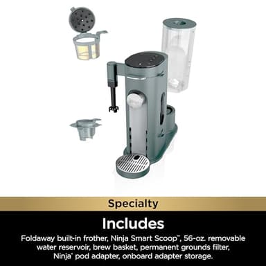 Ninja Pods & Grounds Specialty Single-Serve Coffee Maker, K-Cup Pod Compatible, Built-In Milk Frother, 6-oz. Cup to 24-oz. Travel Mug Sizes, Iced Coffee Maker, 1550 watts, Sage Green, PB051SG - Image 11