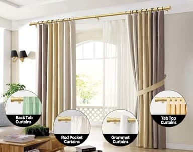 KAMANINA Curtain Rods 2 Pack, Heavy Duty Curtain Rod for Windows 66 to 120 Inch, 1 Inch Gold Modern Drapery Rods with End Cap (32"-115", 2Pack) - Image 4