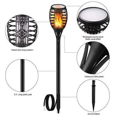 LUYE Low Voltage Torch Landscape Lights 12V Outdoor Wired LED Torches Pathway Lights IP65 Waterproof Flickering Flame Torch Light Low Voltage Landscape Lighting Christmas Decoration Light (6Pack) - Image 4