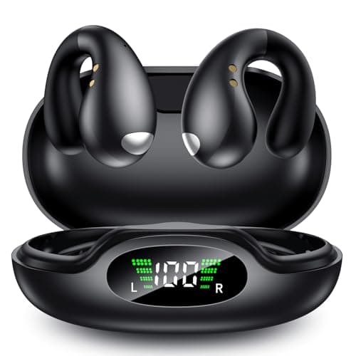 Boytond Ultra Open Ear Earbuds - Ergonomic Clip-On Earbuds, Bone Conduction Over-The-Ear Headphones with Waterproof Design, Black - Image 1