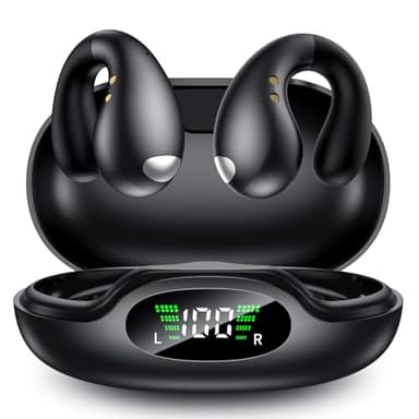 Boytond Ultra Open Ear Earbuds - Ergonomic Clip-On Earbuds, Bone Conduction Over-The-Ear Headphones with Waterproof Design, Black - Image 1