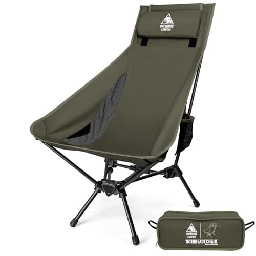 OneTigris Tigerblade High Back Camping Chair with Pillow Design, Comfortable Widened Seat Folding Chair - Image 1