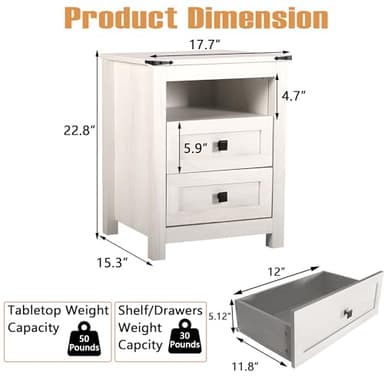 BTDWI Farmhouse 6 Drawer Dresser & 2 Nightstand Sets 3 Piece for Bedroom, Wood Dresser with Metal Handle for Bed Room, Light Beige - Image 4