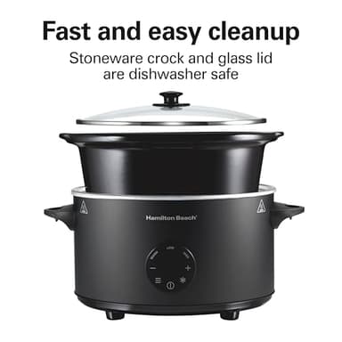 Hamilton Beach 6 Quart Set & Forget Programmable Slow Cooker with Defrost Function, Flexible Programming, Adjustable Countdown Timer, Large Dishwasher Safe Stoneware Crock and Glass Lid, Black (33765) - Image 7