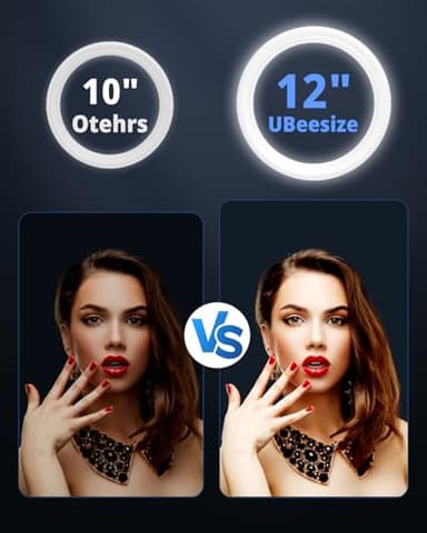 UBeesize 12" Ring Light with Overhead Phone Mount, LED Ring Light with Phone Holder and Stand, Desk Light Ring for iPhone,Cameras, Selfie Light for Live Streaming,Video Recording, Content Creation - Image 2