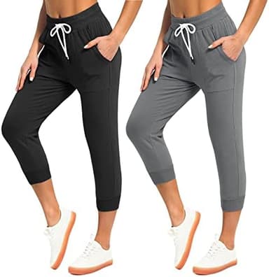 SPECIALMAGIC Women's Sweatpants Capri Pants Cropped Jogger Running Pants Lounge Loose Fit Drawstring Waist with Side Pockets - Image 3