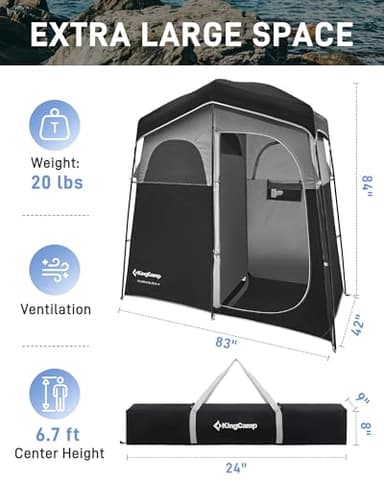KingCamp Shower Tent, Portable Privacy Tent Outdoor Camping 1/2 Room Toilet Tents with Shower Bag & Dressing Room for Travel Beach Tailgate - Image 2