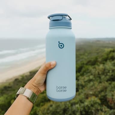 BOTTLE BOTTLE 32 oz Insulated Water Bottle Stainless Steel Sport Water Bottle with Straw Dual-use Lid Design for Gym with Pill Box (blue) - Image 8